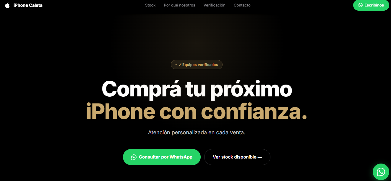 Landing page de iPhone Caleta
