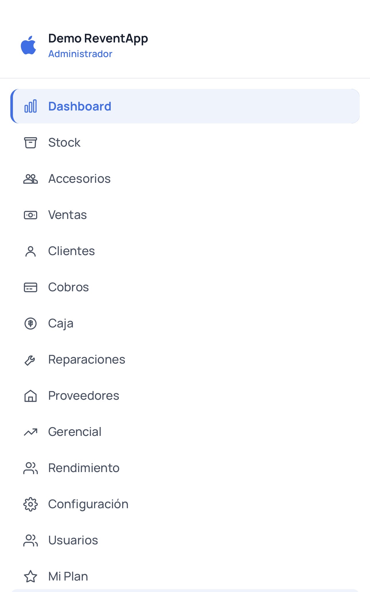 Menú de ReventApp